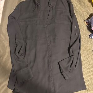 Express Black Button-Down Blouse
